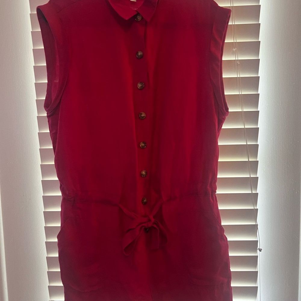 XLP LOFT Sleeveless Red Button-Up romper